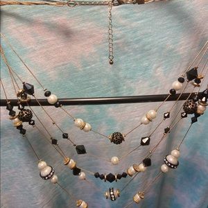 Triple strand Black ,Beaded ,Rhinestone s & simulated Pearls etc Necklace
